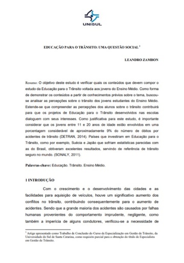Educação para o trânsito: uma questão social
