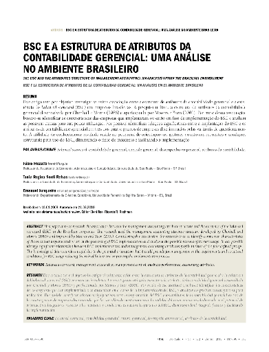BSC e a estrutura de atributos da contabilidade gerencial: uma análise no ambiente brasileiro