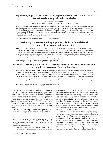 Representação psíquica e teoria da linguagem nos textos iniciais freudianos: um estudo da monografia sobre as afasias