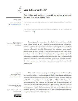 Everything and nothing: comentários sobre a obra de Antonio Dias entre 1968 e 1971