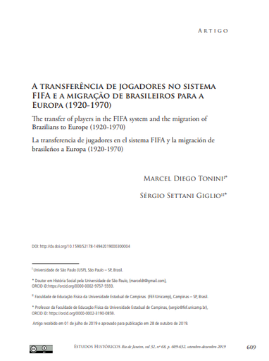 A transferência de jogadores no sistema FIFA e a migração de brasileiros para a Europa (1920-1970)
