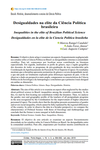 Desigualdades na elite da Ciência Política brasileira