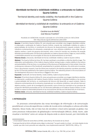 Identidade territorial e visibilidade midiática: o artesanato no Caderno Quarta Colônia