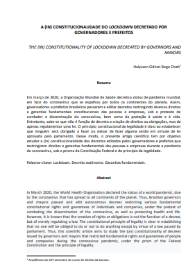 A (in) constitucionalidade do lockdown decretado por governadores e prefeitos