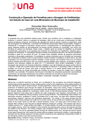 Construção e Operação de Fornalhas para a Secagem de Fertilizantes: Um estudo de caso em uma Mineradora do Município de Catalão GO