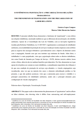 O Fenômeno da Pejotização e a Precarização das Relações Trabalhistas