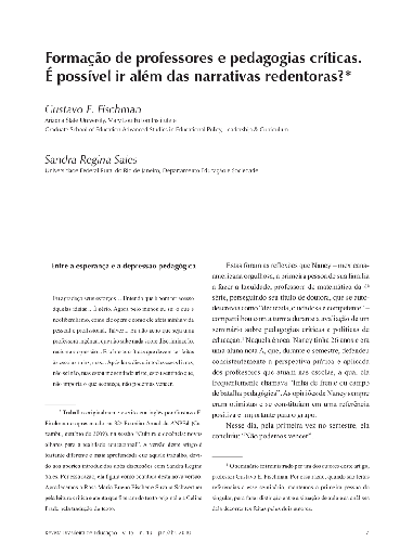 Formação de professores e pedagogias críticas: é possível ir além das narrativas redentoras?