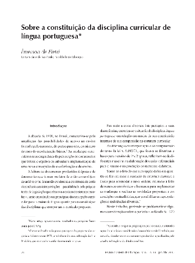 Sobre a constituição da disciplina curricular de língua portuguesa