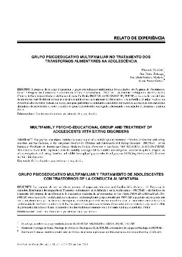 Grupo psicoeducativo multifamiliar no tratamento dos transtornos alimentares na adolescência