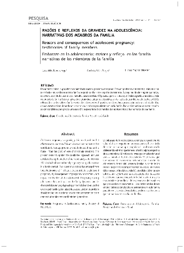 Razões e reflexos da gravidez na adolescência: narrativas dos membros da família