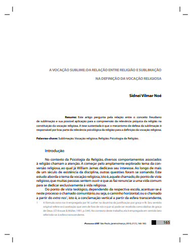 A Vocação Sublime: da relação entre religião e sublimação na definição da vocação religiosa