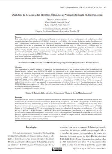 Qualidade da Relação Líder-Membro: Evidências de Validade da Escala Multidimensional