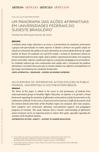 AN OVERVIEW OF AFFIRMATIVE ACTION POLICIES IN PUBLIC FEDERAL UNIVERSITIES IN SOUTHEAST BRAZIL