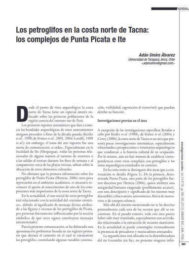 Los petroglifos en la costa norte de Tacna: los complejos de Punta Picata e Ite