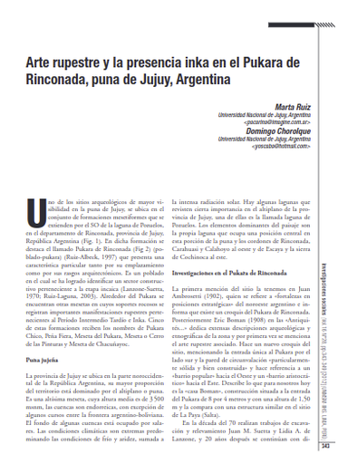 Arte rupestre y la presencia inka en el Pukara de Rinconada, puna de Jujuy, Argentina