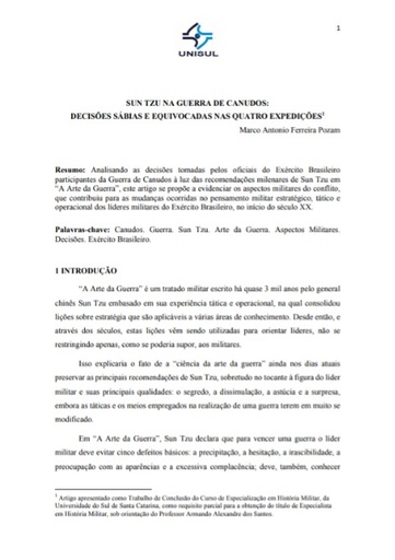 Sun Tzu na guerra de Canudos: decisões sábias e equivocadas nas quatro expedições