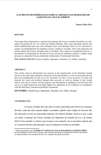 O aumento do emprego das forças armadas nas operações de garantia da lei e da ordem