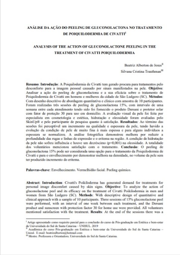 Análise da ação do peeling de gluconolactona no tratamento de poiquilodermia de civatti