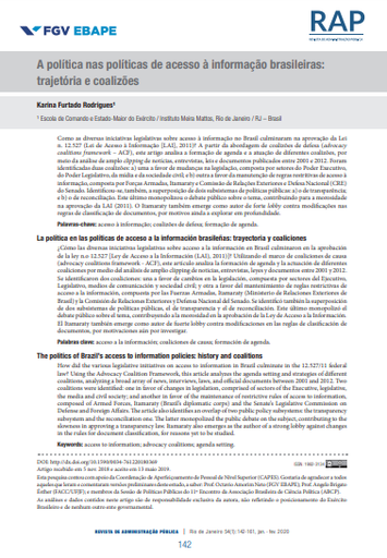 A política nas políticas de acesso à informação brasileiras: trajetória e coalizões