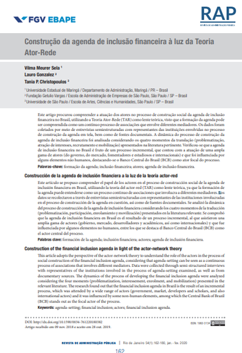 Construção da agenda de inclusão financeira à luz da Teoria Ator-Rede