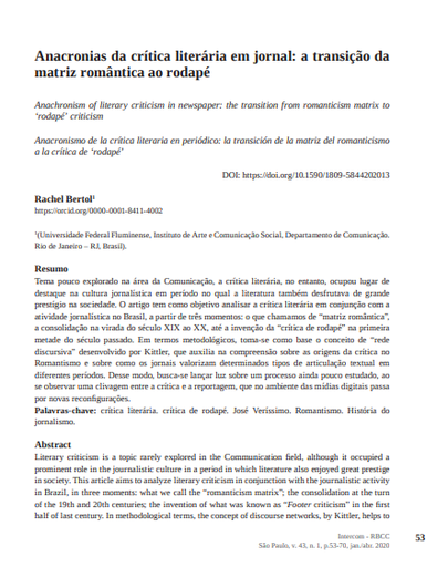 Anacronias da crítica literária em jornal: a transição da matriz romântica ao rodapé