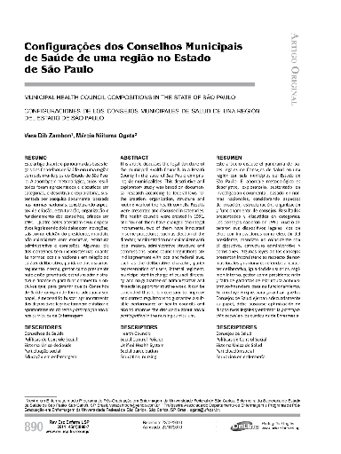 Configurações dos Conselhos Municipais de Saúde de uma região no Estado de São Paulo