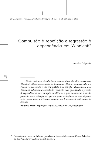 Compulsão à repetição e regressão à dependência em Winnicott