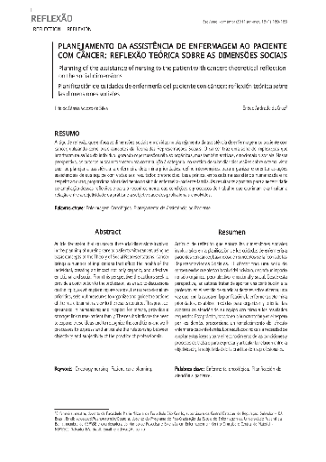 Planejamento da assistência de enfermagem ao paciente com câncer: reflexão teórica sobre as dimensões sociais