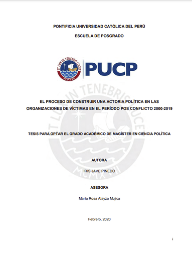 Proceso de construir una actoria política en las organizaciones de víctimas en el período pos conflicto 2000-2019