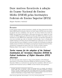 Doze motivos favoráveis à adoção do Exame Nacional do Ensino Médio (ENEM) pelas Instituições Federais de Ensino Superior (IFES)