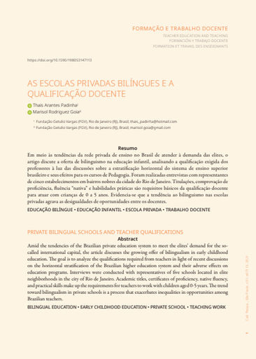 AS ESCOLAS PRIVADAS BILÍNGUES E A QUALIFICAÇÃO DOCENTE