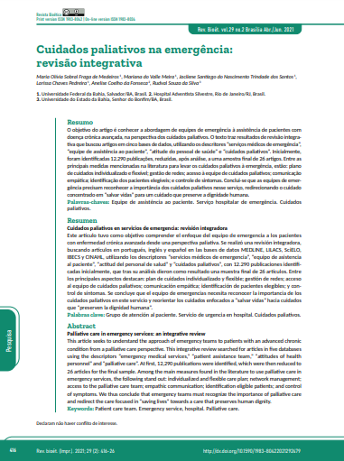 Cuidados paliativos na emergência: revisão integrativa