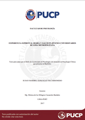 Experiencia espiritual diaria y salud en jóvenes universitarios de Lima Metropolitana
