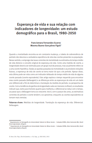 Esperança de vida e sua relação com indicadores de longevidade: um estudo demográfico para o Brasil, 1980-2050