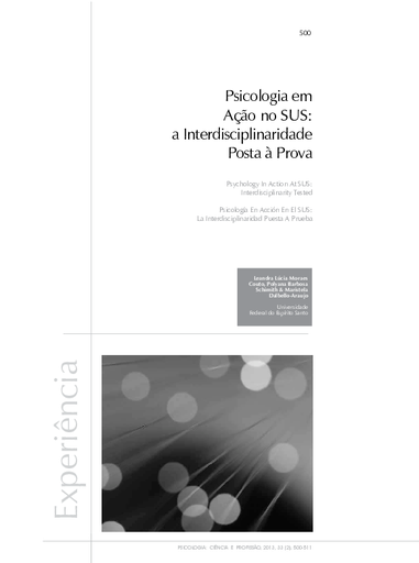 Psicologia em ação no SUS: a interdisciplinaridade posta à prova