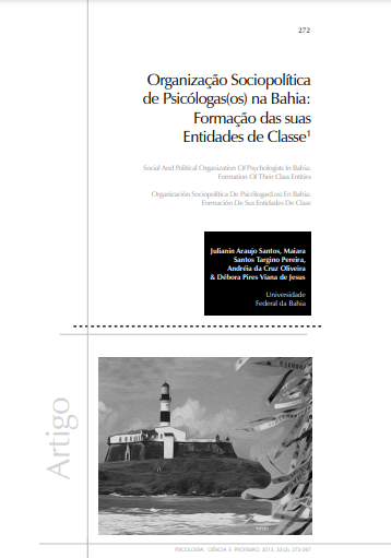 Organização sociopolítica de Psicólogas(os) na Bahia: formação das suas entidades de classe