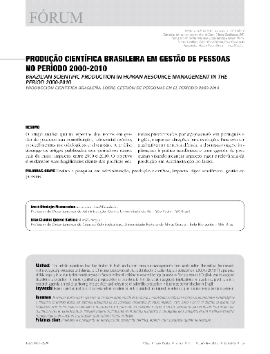 Produção científica brasileira em gestão de pessoas no período 2000-2010