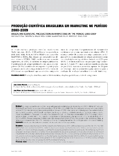 Produção científica brasileira em marketing no período 2000-2009