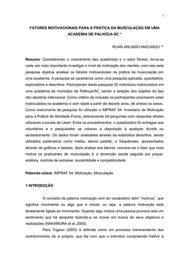 Fatores motivacionais para a prática da musculação em uma academia de Palhoça-SC