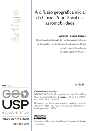 A difusão geográfica inicial da Covid-19 no Brasil e a aeromobilidade