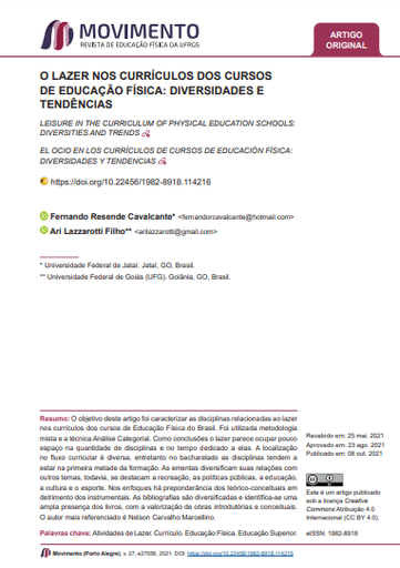 O LAZER NOS CURRÍCULOS DOS CURSOS DE EDUCAÇÃO FÍSICA: DIVERSIDADES E TENDÊNCIAS