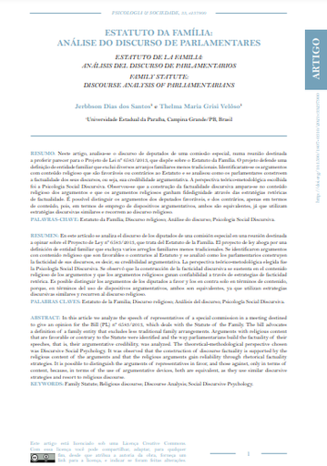 ESTATUTO DA FAMÍLIA: ANÁLISE DO DISCURSO DE PARLAMENTARES