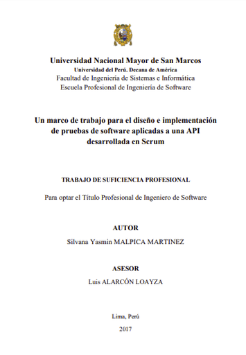 Un marco de trabajo para el diseño e implementación de pruebas de software aplicadas a una API desarrollada en Scrum