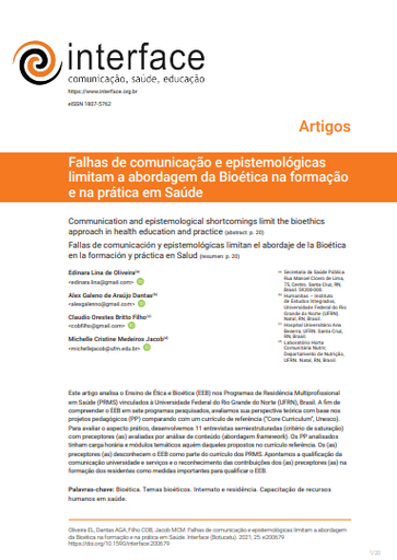 Falhas de comunicação e epistemológicas limitam a abordagem da Bioética na formação e na prática em Saúde