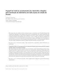 O papel da Crabi no assentamento dos ribeirinhos atingidos pela construção da hidrelétrica de Salto Caxias no estado do Paraná