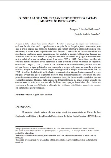 O uso da argila nos tratamentos estéticos faciais: uma revisão integrativa