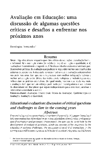 Avaliação em Educação: uma discussão de algumas questões críticas e desafios a enfrentar nos próximos anos