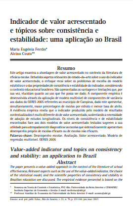 Indicador de valor acrescentado e tópicos sobre consistência e estabilidade: uma aplicação ao Brasil