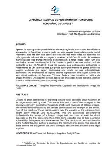Política nacional de piso mínimo no transporte de cargas rodoviárias