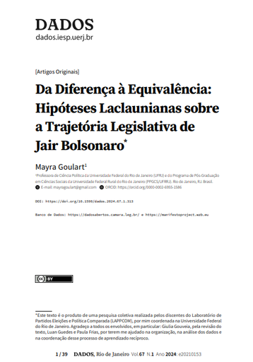 Da Diferença à Equivalência: Hipóteses Laclaunianas sobre a Trajetória Legislativa de Jair Bolsonaro